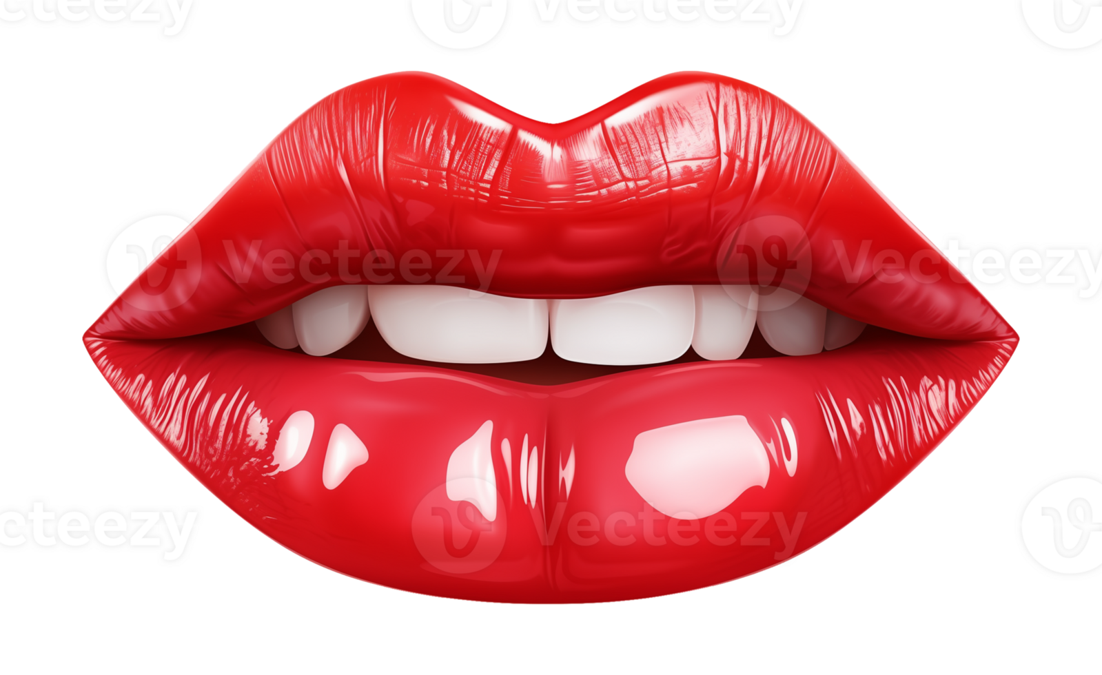 Glossy Red Lips Mouth Isolated on Transparent Background png