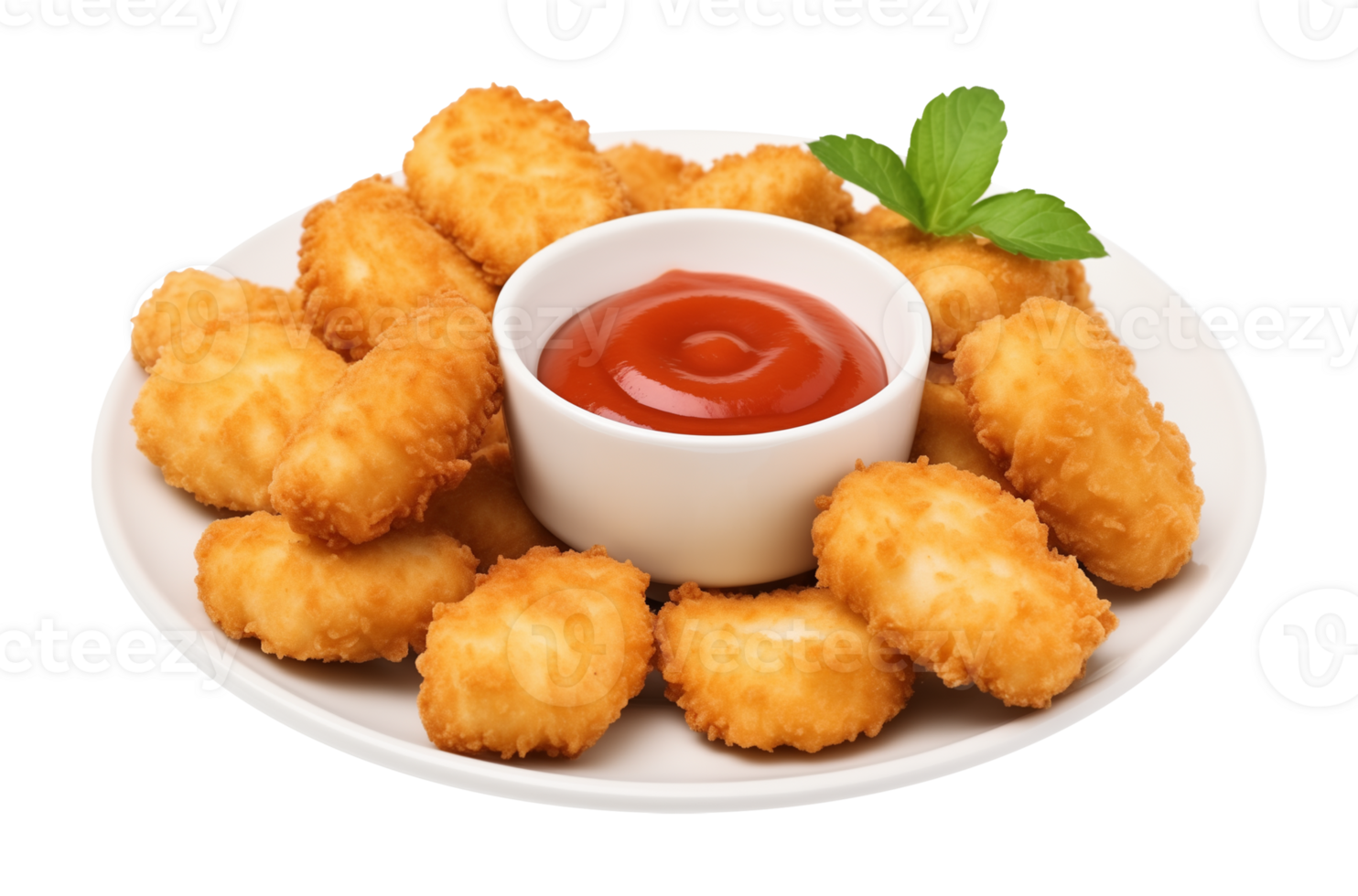 Nuggets With Ketchup Dipping Sauce Isolated on Transparent Background png
