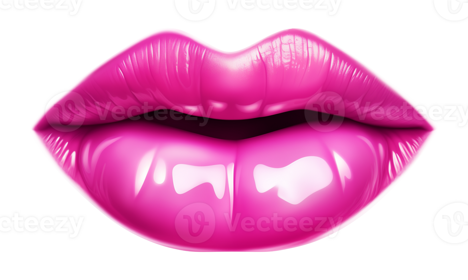 Glossy Pink Lips Isolated on Transparent Background png