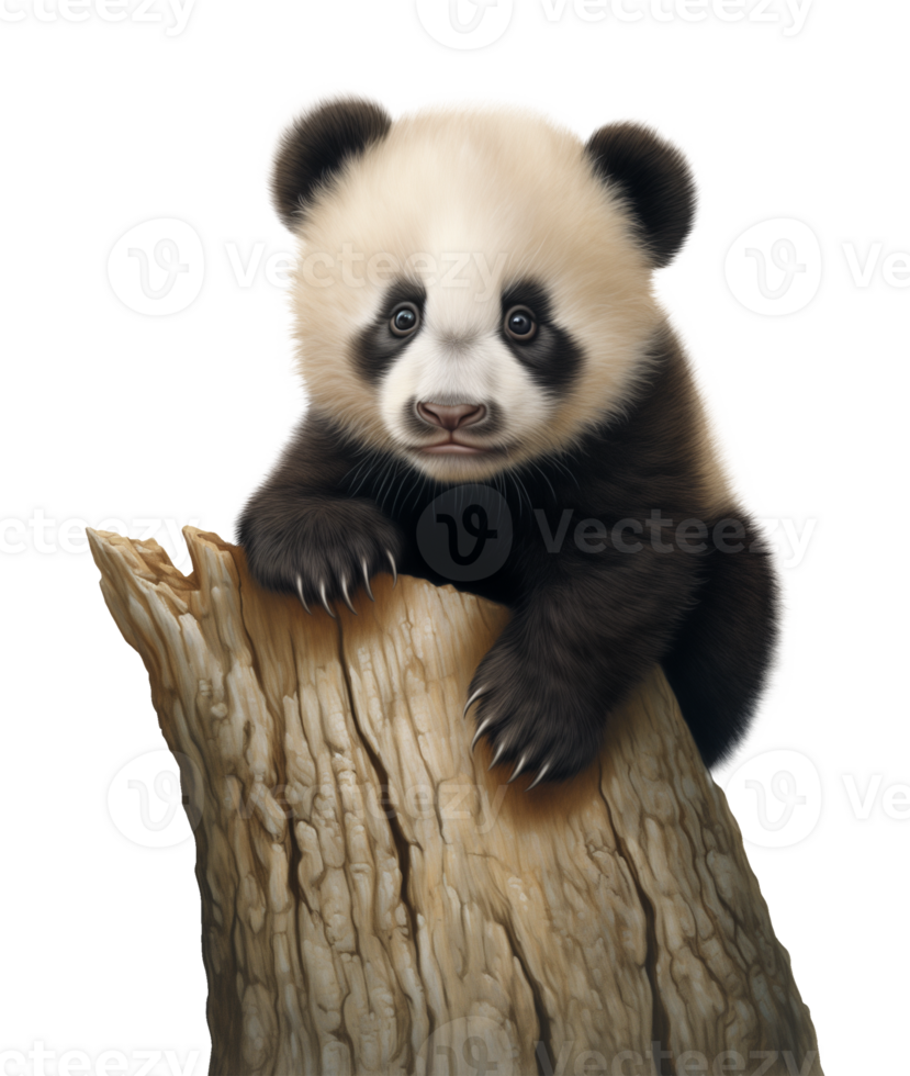 Cute Baby Panda Isolated on Transparent Background png