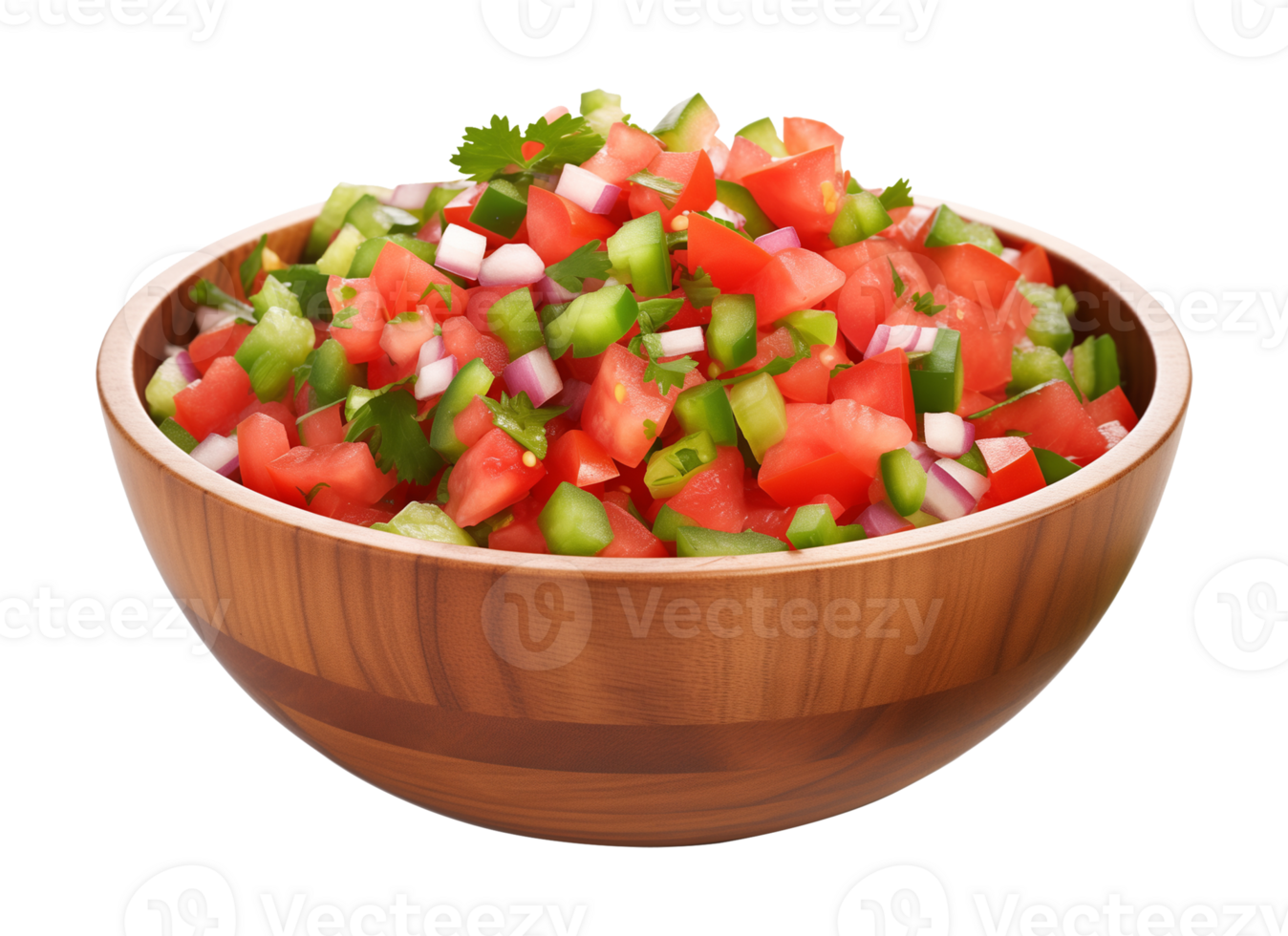 Salsa on Wooden Bowl Isolated on Transparent Background png