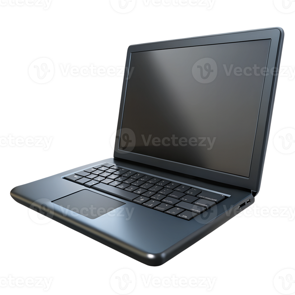 Black laptop electronic device 3d illustration isolated on the transparent background png