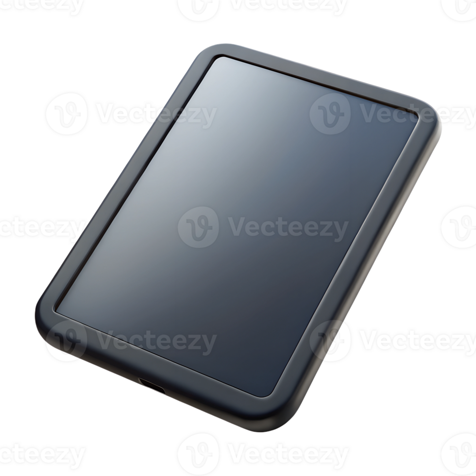 Black tablet electronic device 3d illustration isolated on the transparent background png