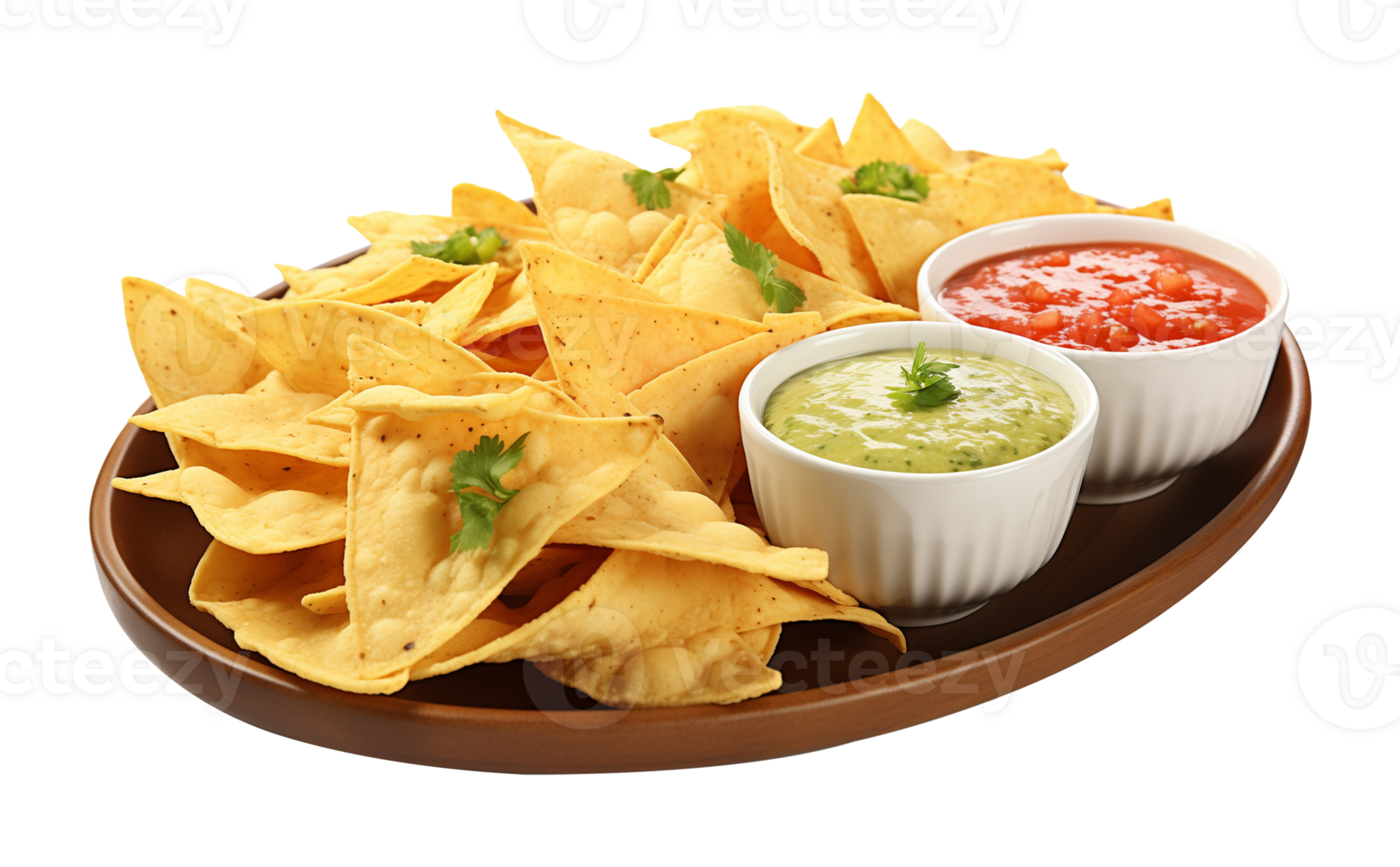 Nachos With Two Dipping Sauce Isolated on Transparent Background png