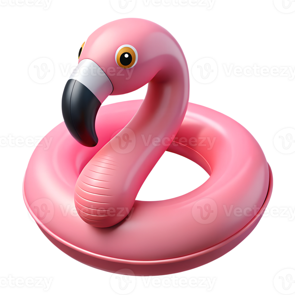 Pink inflatable flamingo 3d illustration isolated on the transparent background png