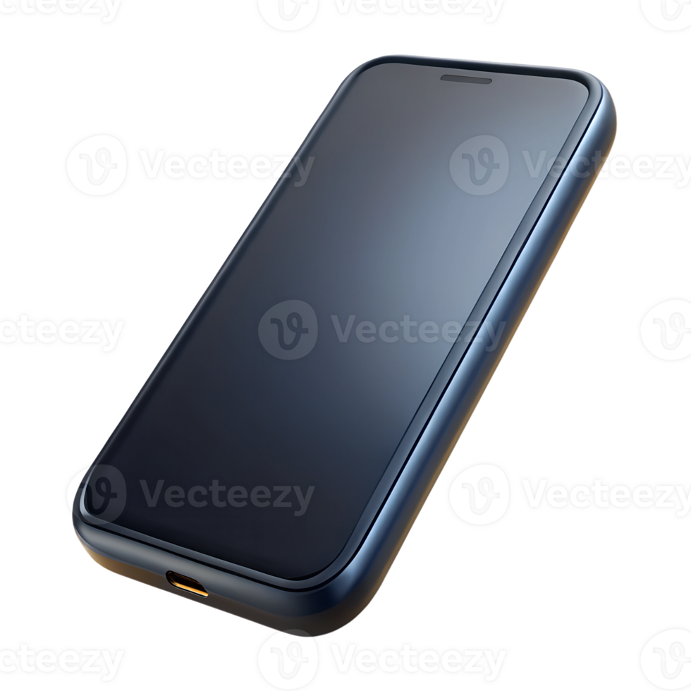 Black smartphone electronic device 3d illustration isolated on the transparent background png