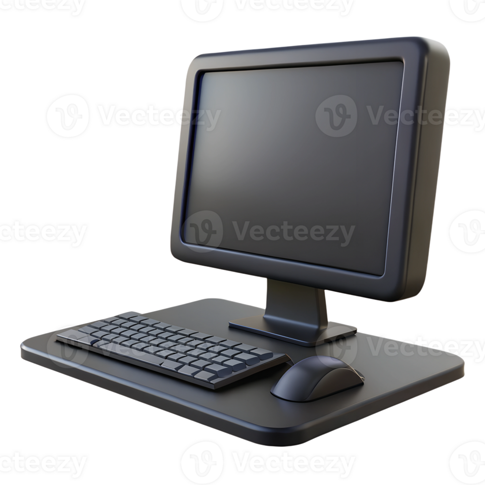 Black computer electronic device 3d illustration isolated on the transparent background png