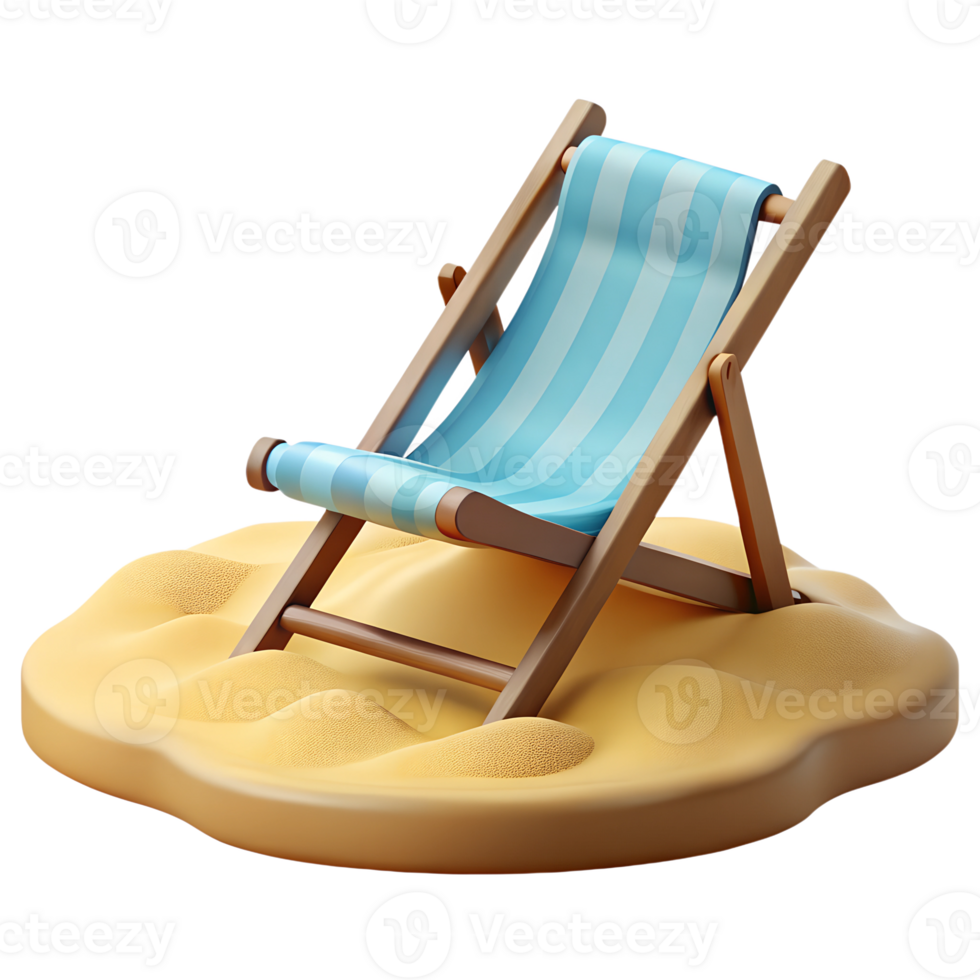 Beach lounge chair 3d illustration isolated on the transparent background png