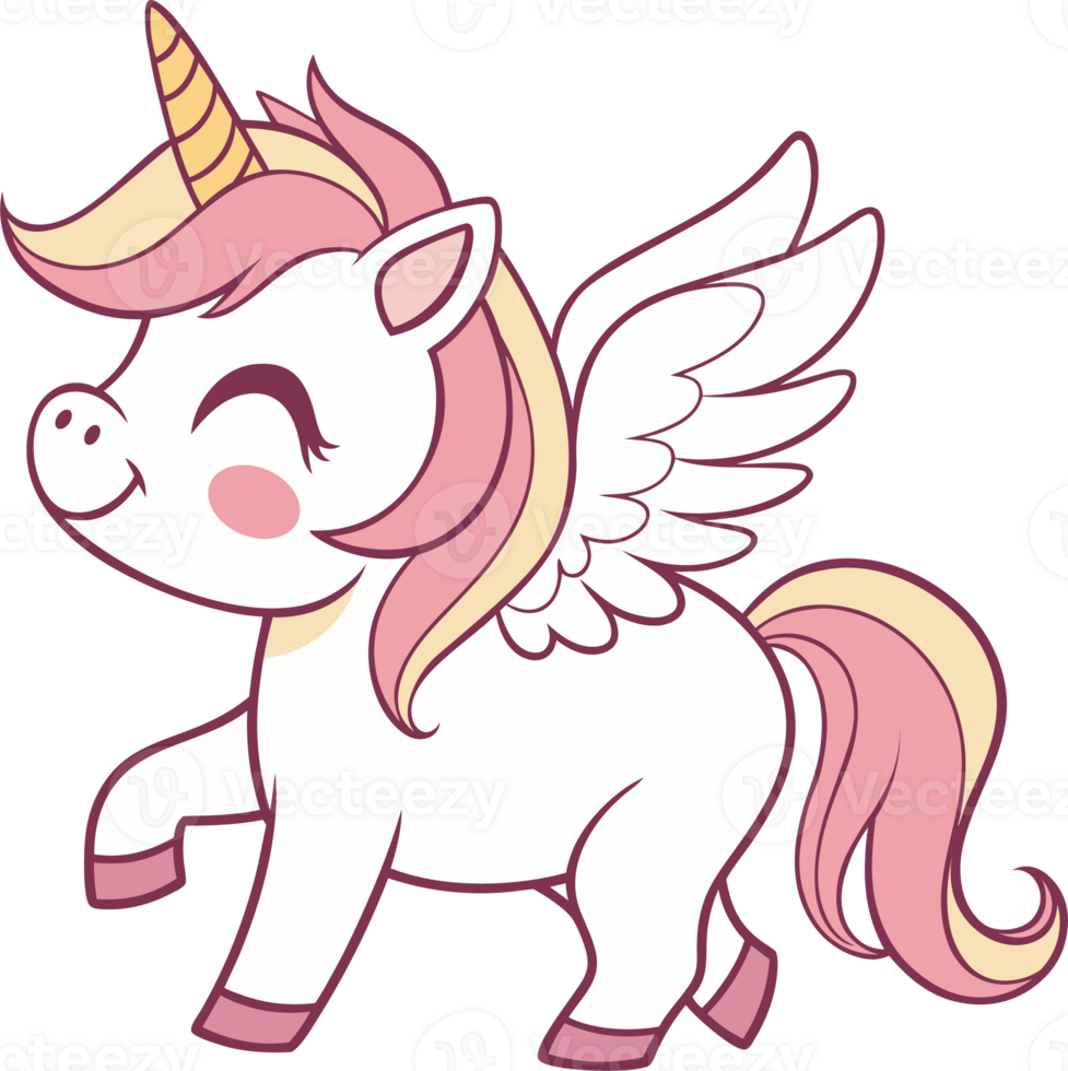 Cute Happy Winged Unicorn Smiling png