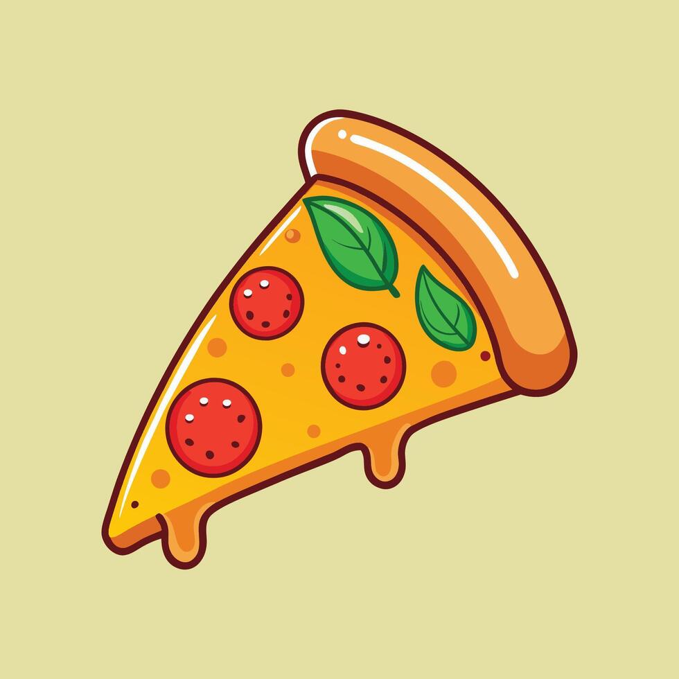 Flying Slice of Pizza Cartoon Icon Illustration Fast Food Concept vector