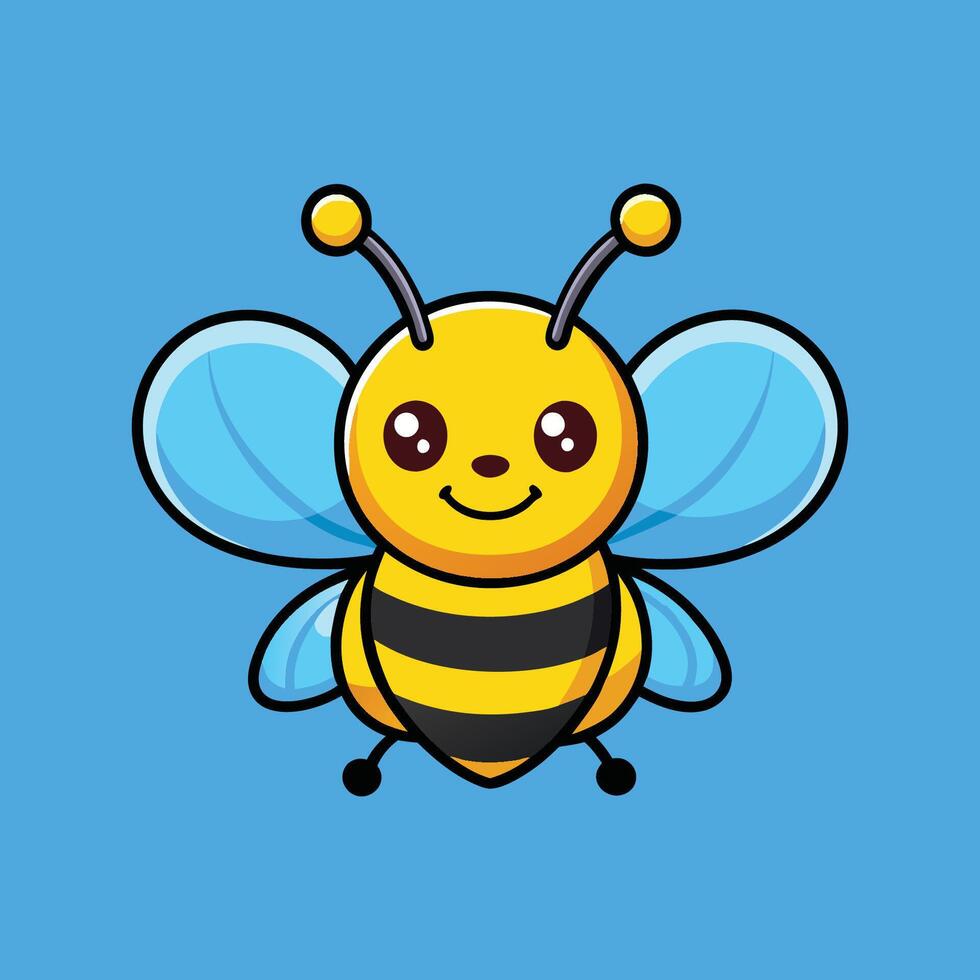 Cute Bee Flying Cartoon Icon Illustration vector