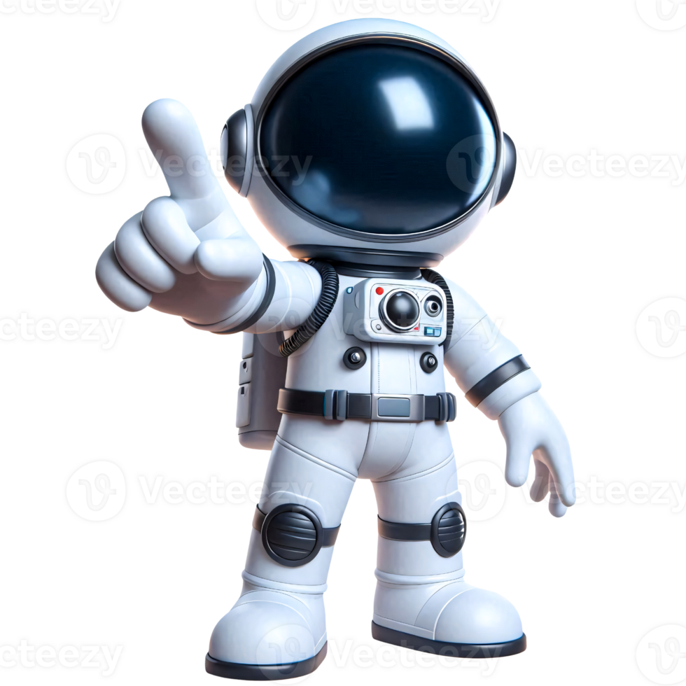 Astronaut Character in Space Suit Pointing Forward png