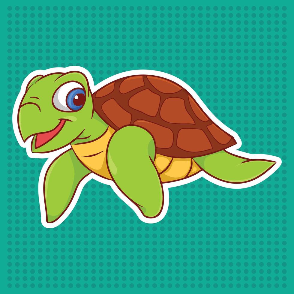 Sea turtle keep smile vector