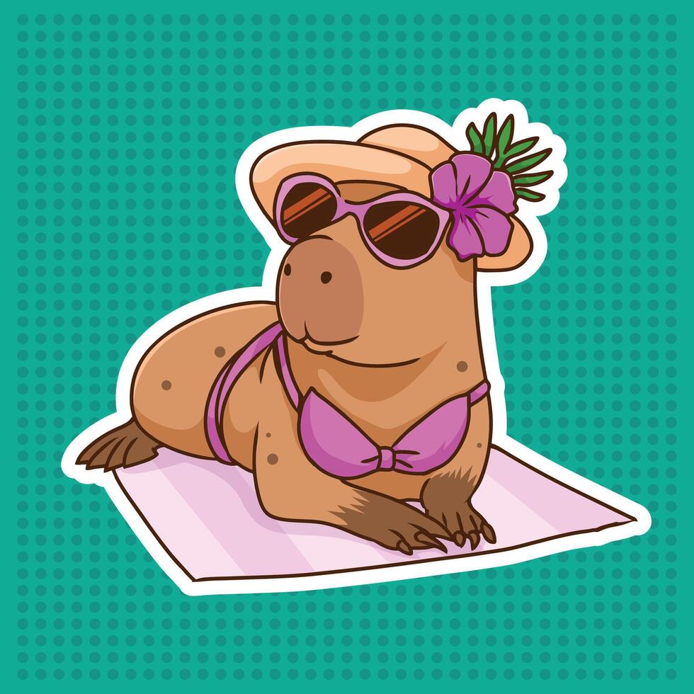 Capybara chill cute illustration design vector