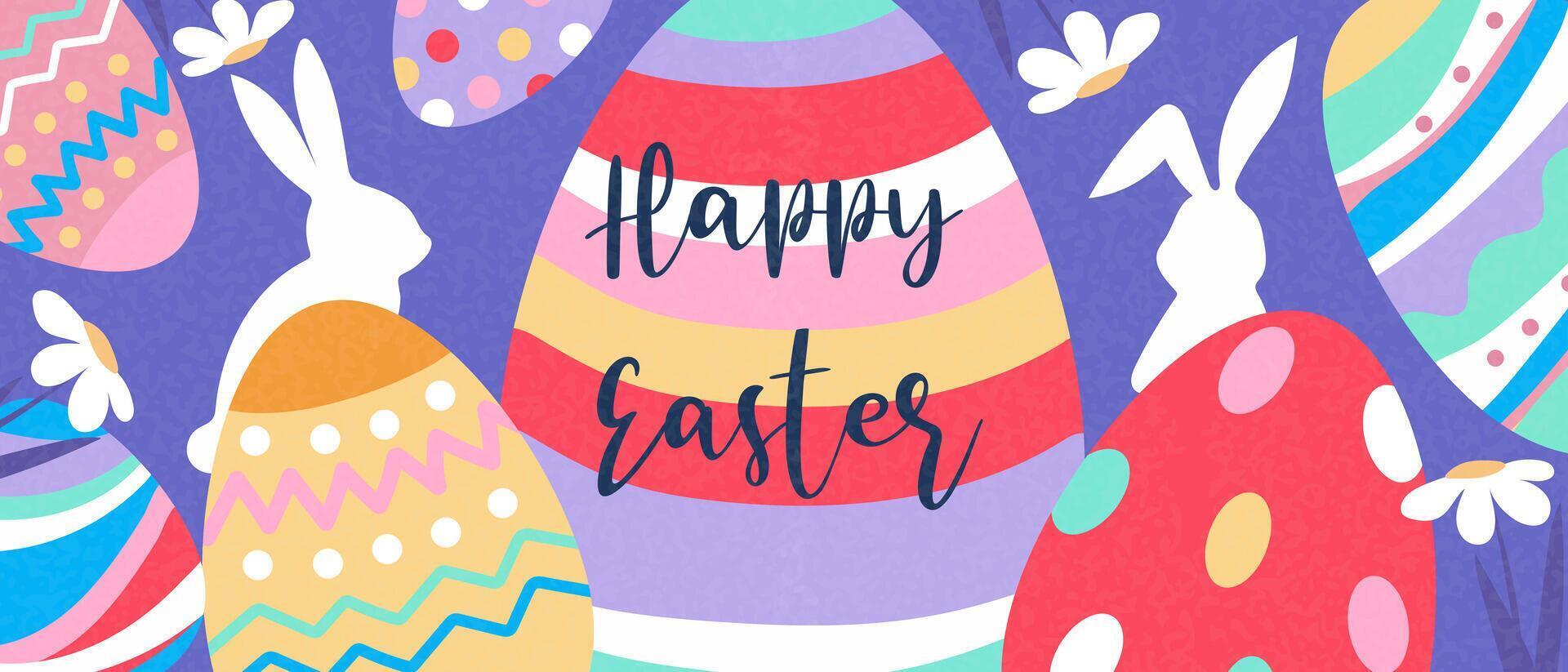 Happy Easter banner, card or poster. Easter background. Easter party invitation template. vector