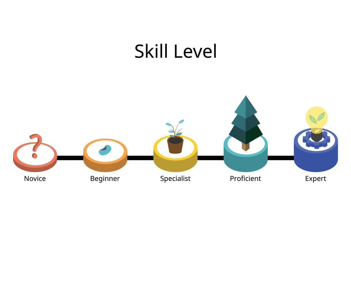 skill level from novice, beginner, specialist, proficient vector