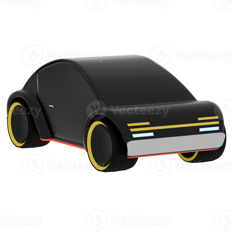 3d render black toy car with transparent background png