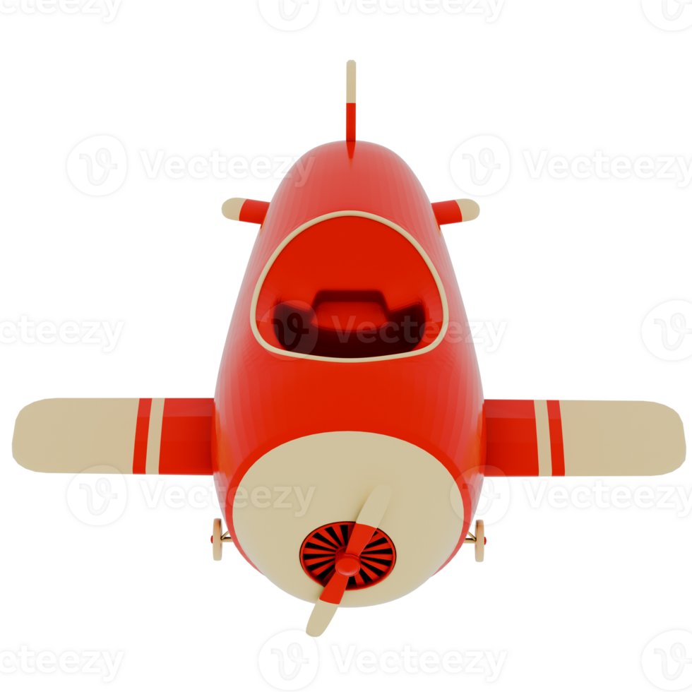 3d render red airplane toy with transparent background png