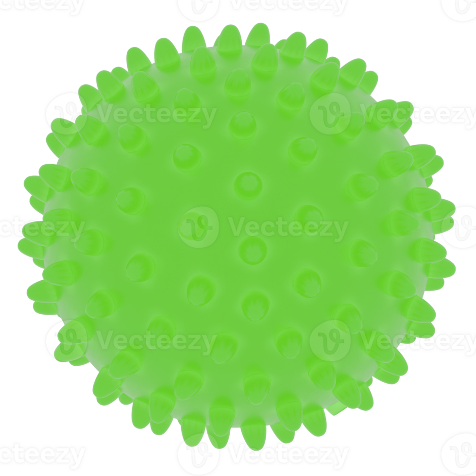 3d render green spiked ball with transparent background png
