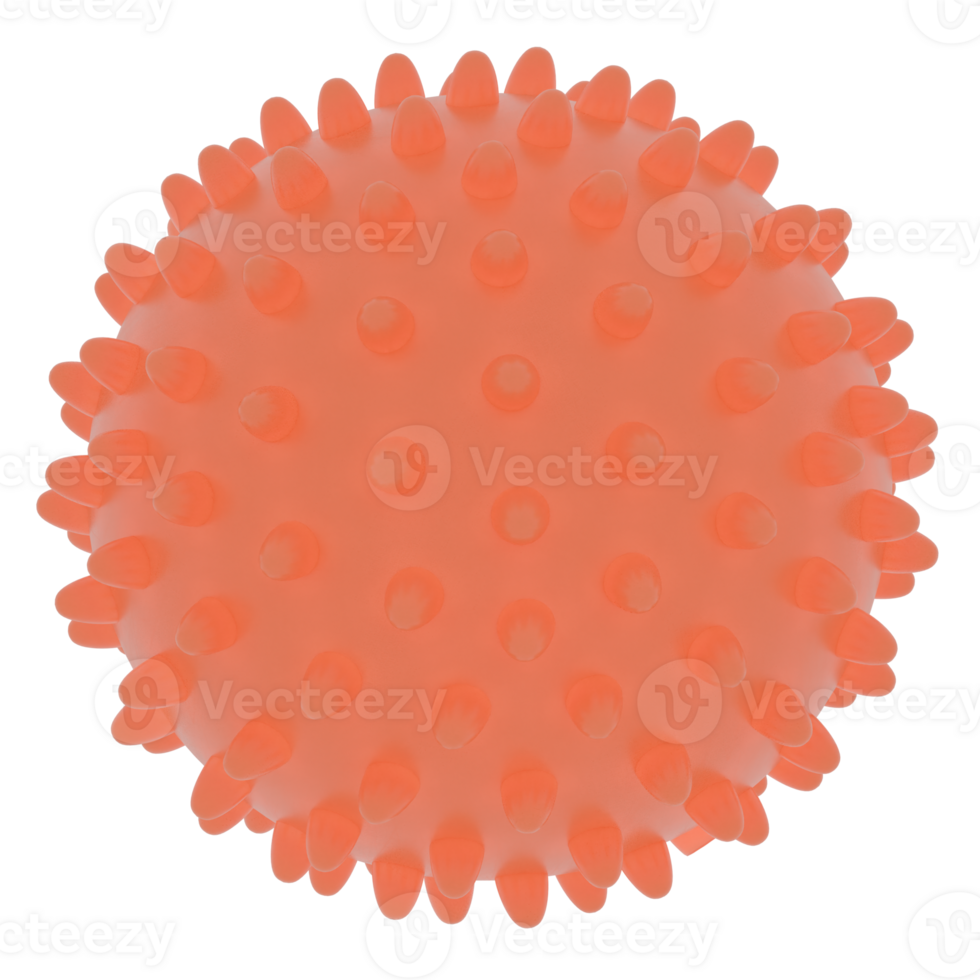 3d render orange spiked ball with transparent background png