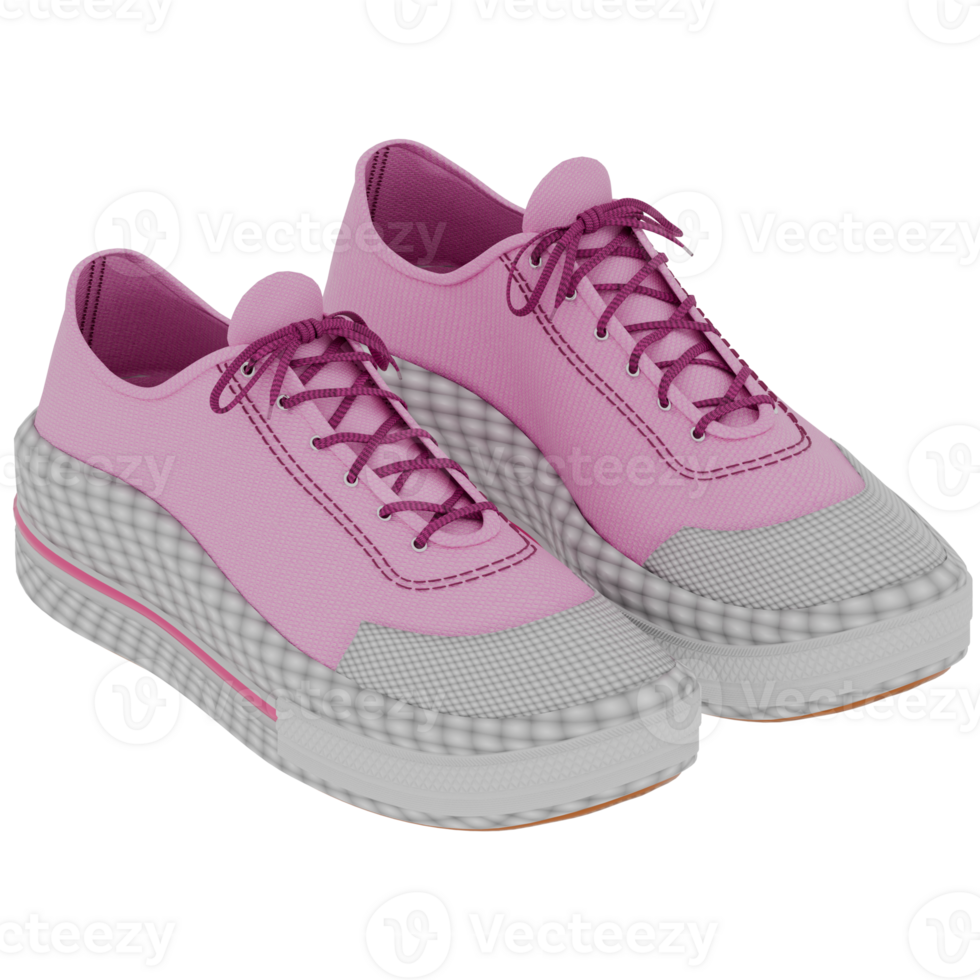 Render 3d pink sneakers with transparent background png