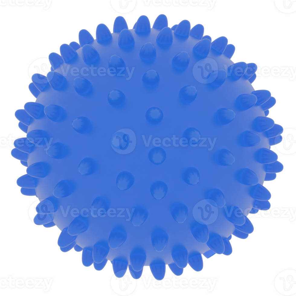 3d render blue spiked ball with transparent background png