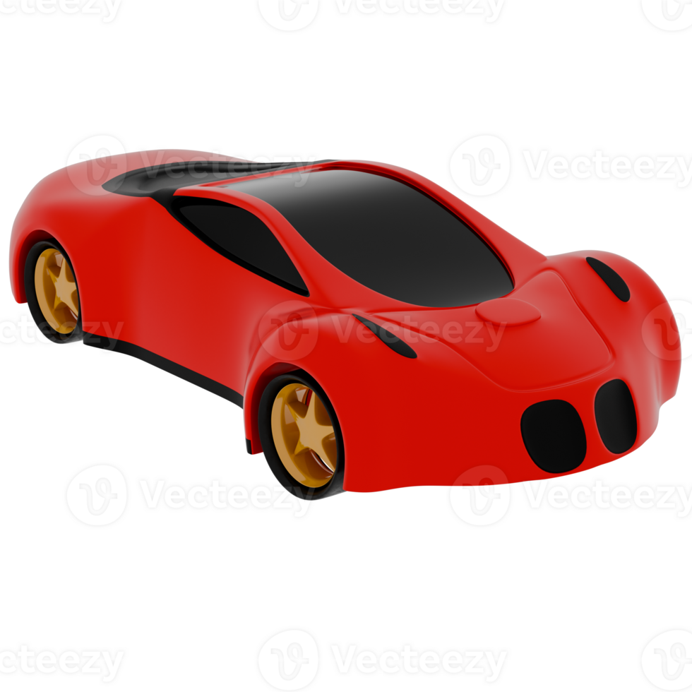 3d render red race car design with transparent background png