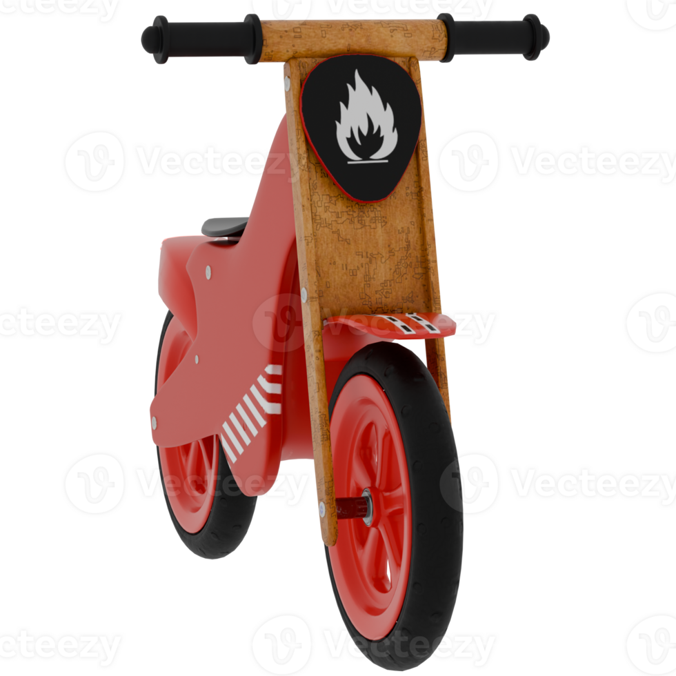 3d render red balance bike with transparent background png