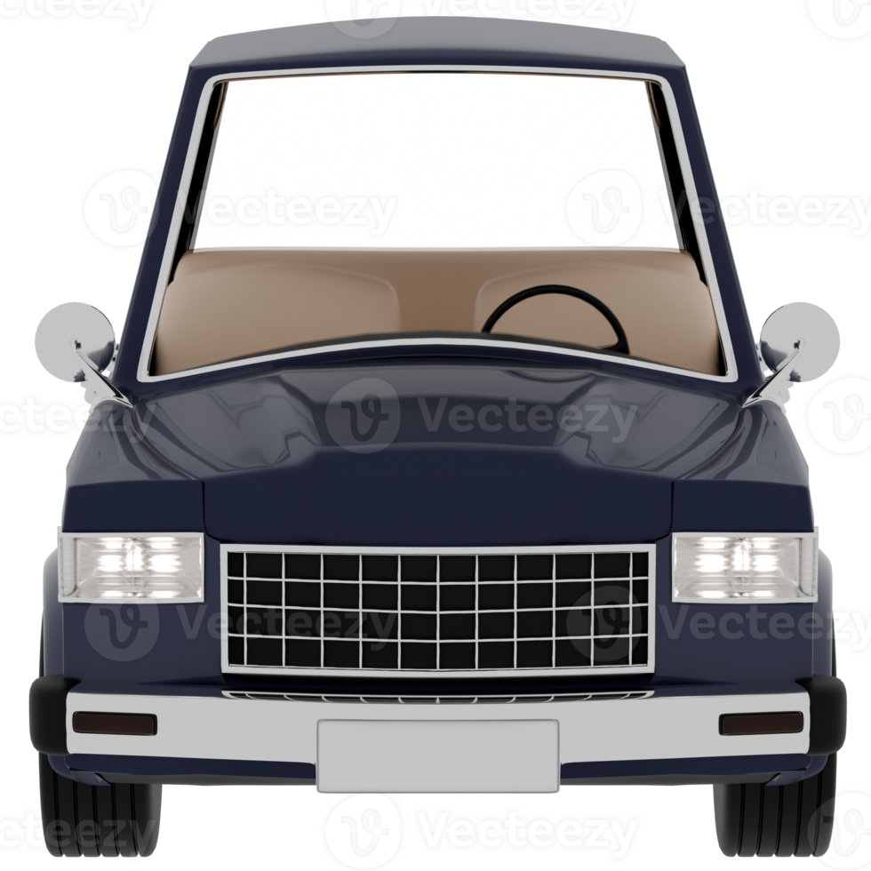 3d render dark blue car with transparent background png