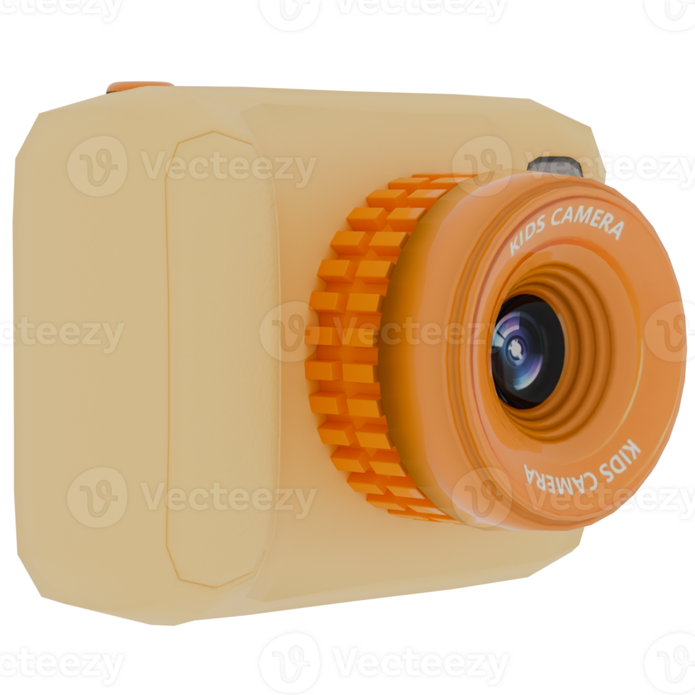 3d render kids camera with transparent background png