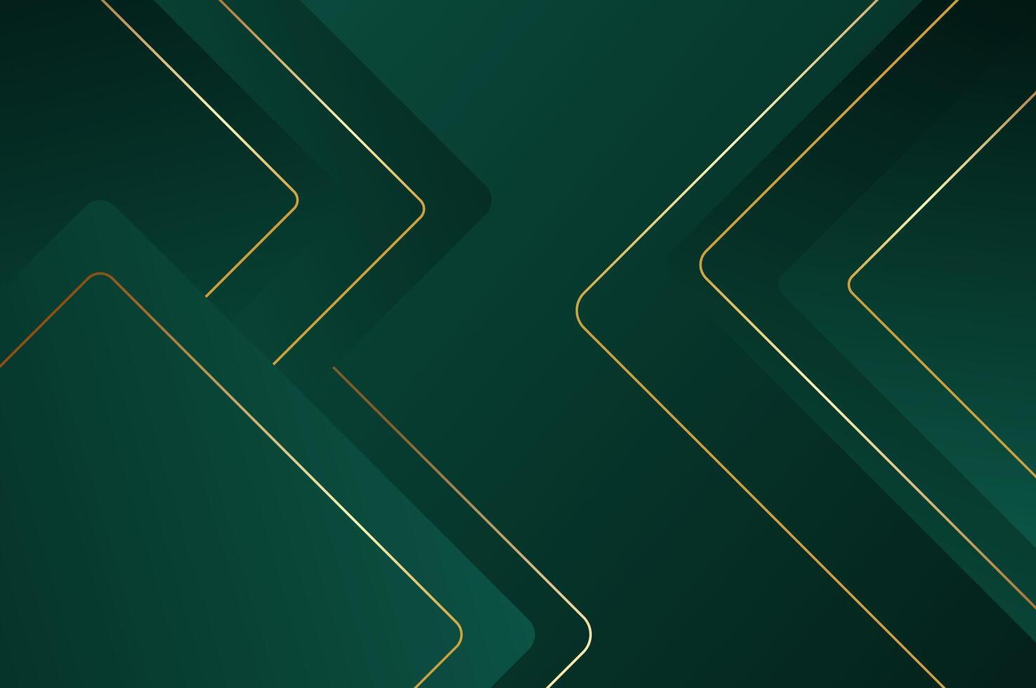 Abstract geometry background with modern and elegant concept. luxury Green Rounded rectangle shape background with gold line. vector