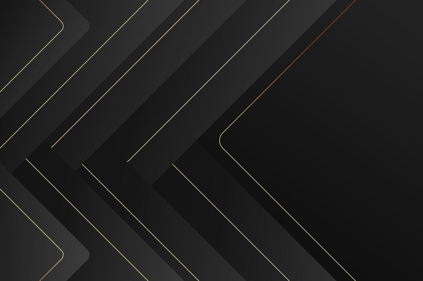 luxury Black papercut background with gold line. Abstract geometry background with modern and elegant concept. vector