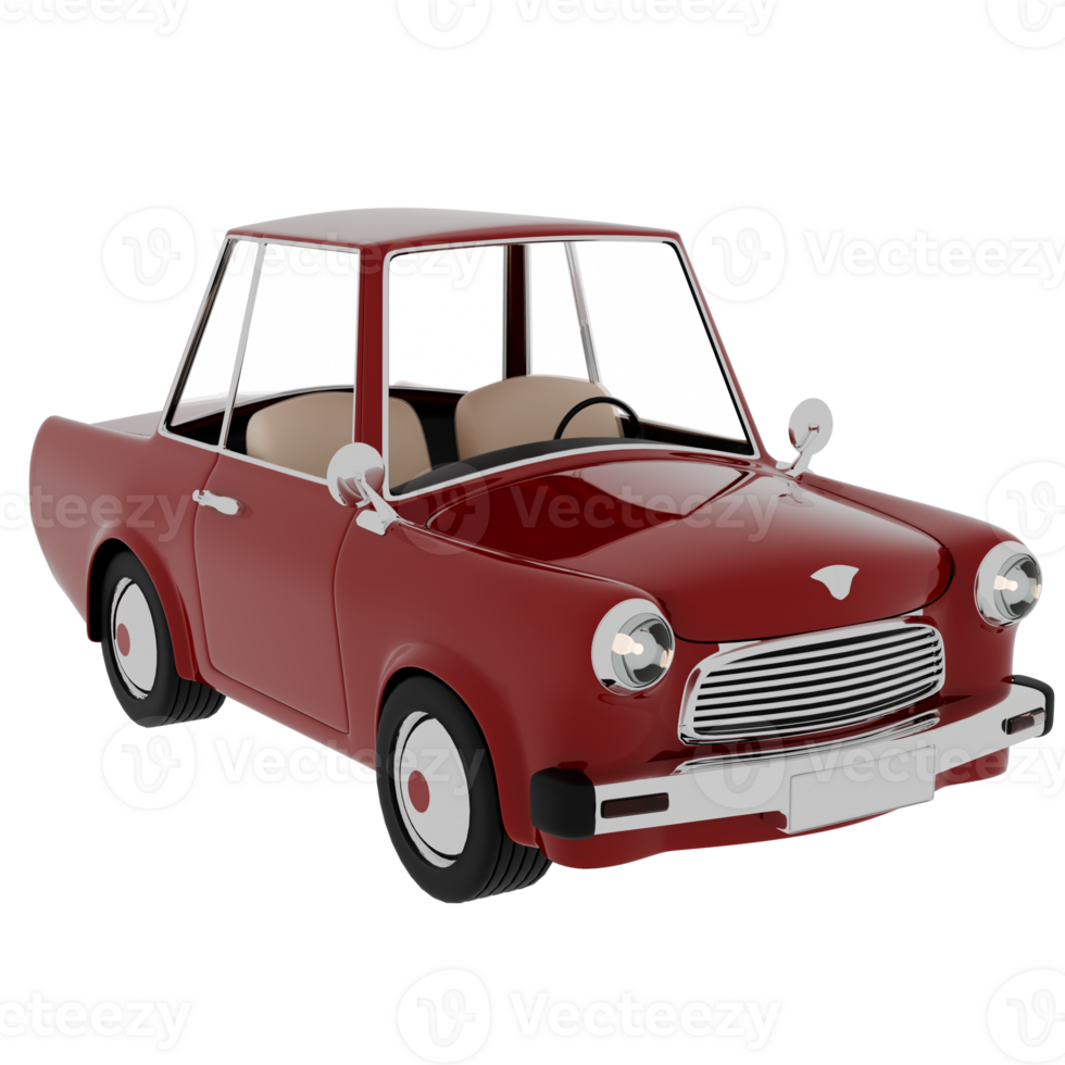 Vintage red car with transparent background png
