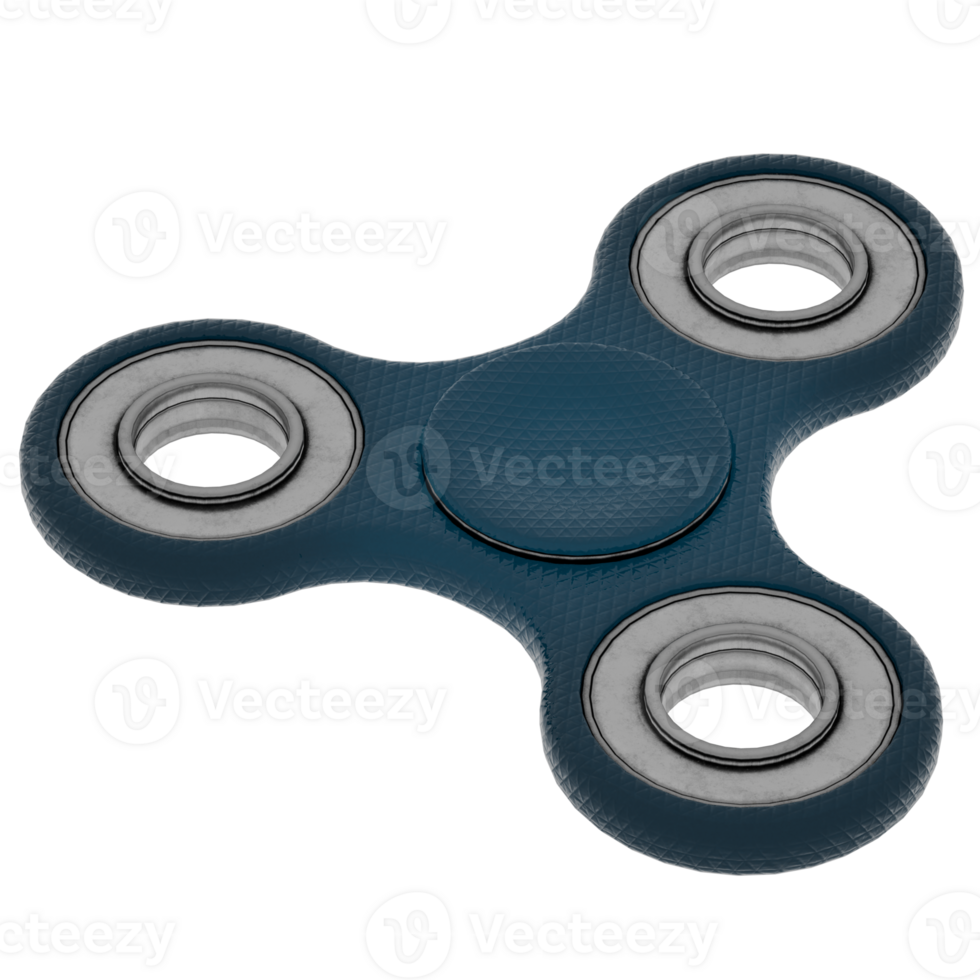 3d render blue spinner toy with transparent background png
