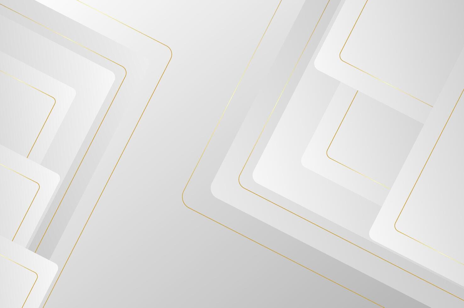 Abstract geometry luxury White Grey Rounded rectangle shape background with gold line. Template background with modern and elegant concept. vector