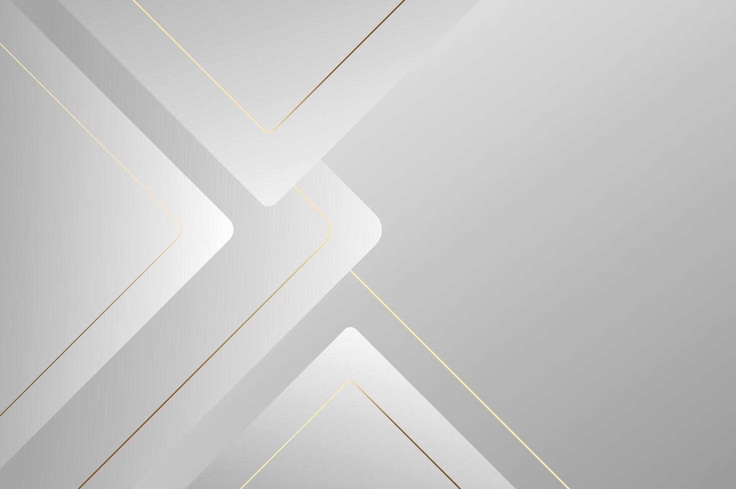 luxury White Grey Rounded rectangle shape background with gold line. Abstract geometry background with modern and elegant concept. vector