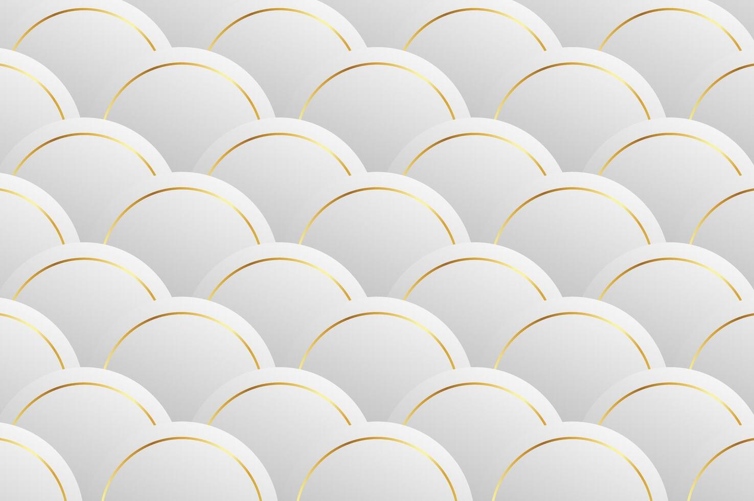 luxury White Grey Rounded Circle shape seamless pattern with gold line. Abstract geometry pattern with modern and elegant concept. vector