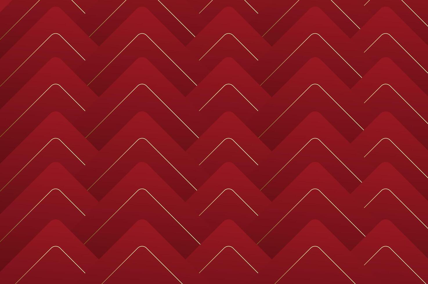 luxury Red Rose Rounded triangle shape seamless pattern with gold line. Abstract geometry pattern with modern and elegant concept. vector