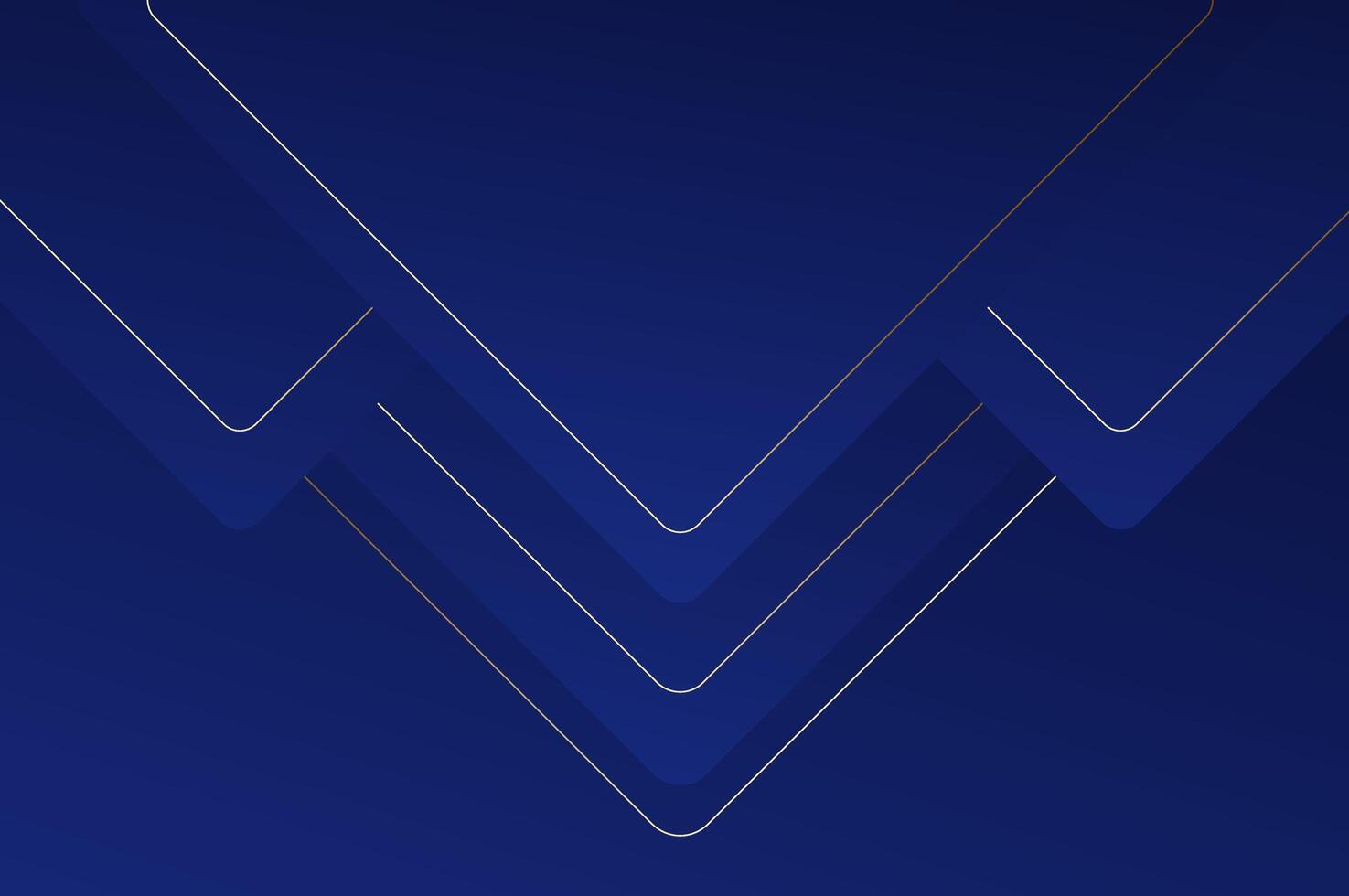 Abstract geometry luxury Blue Rounded pyramid or triangle shape background with gold line. background with modern and elegant concept. vector