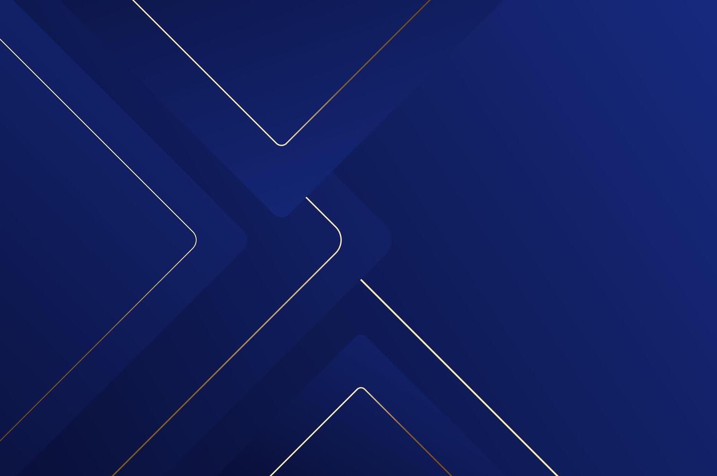 luxury Blue Rounded rectangle shape background with gold line. Abstract geometry background with modern and elegant concept. vector
