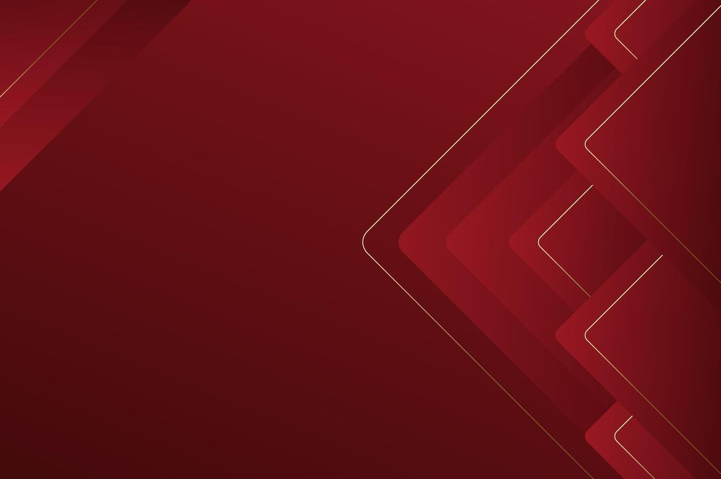 luxury Red Rose Rounded pyramid or triangle shape background with gold line. Abstract geometry background with modern and elegant concept. vector