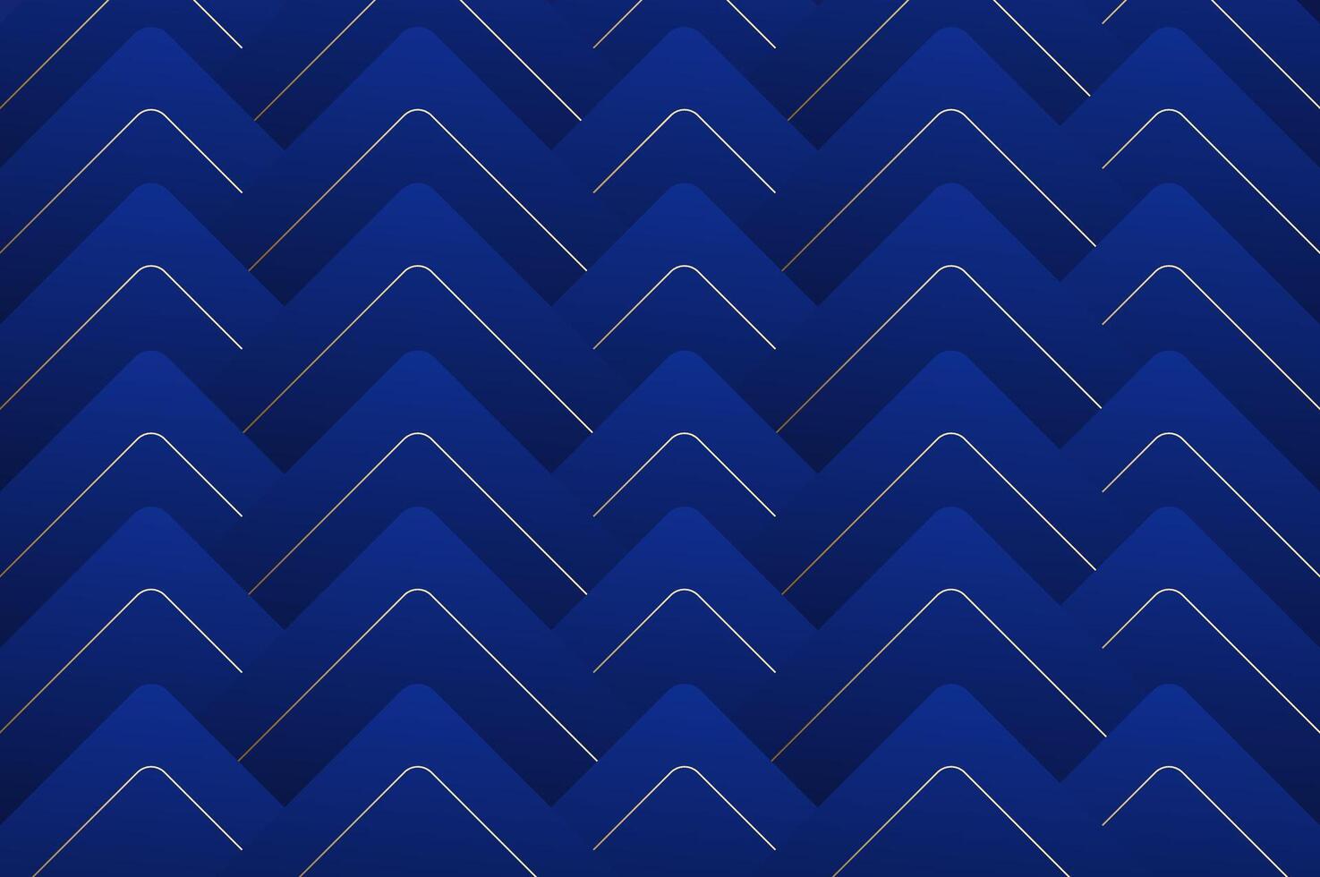 luxury Blue Rounded triangle shape seamless pattern with gold line. Abstract geometry pattern with modern and elegant concept. vector