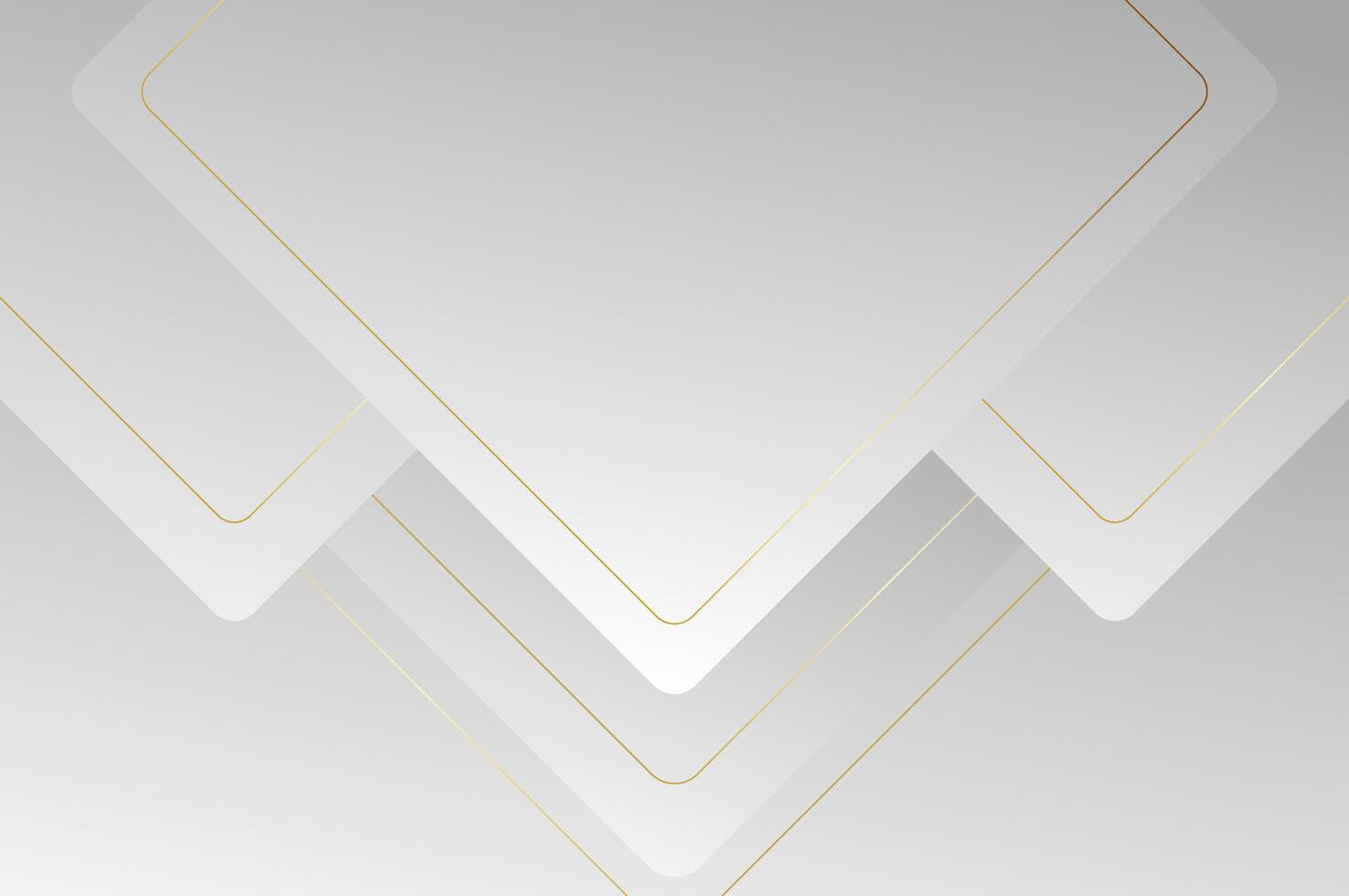 Abstract geometry luxury White Grey Rounded pyramid or triangle shape background with gold line. background with modern and elegant concept. vector