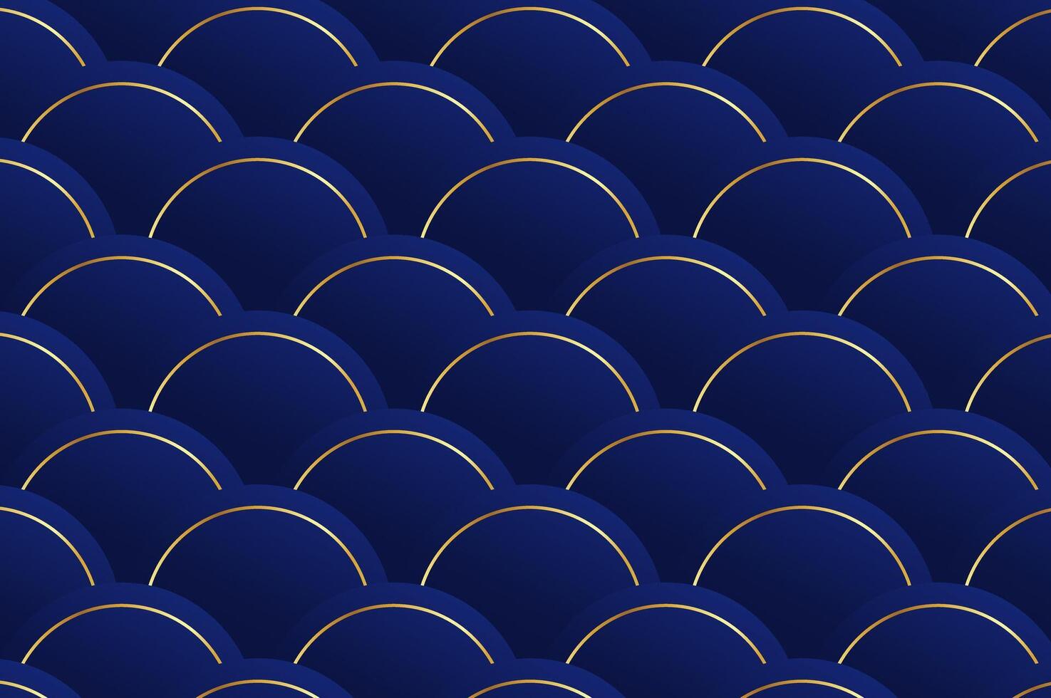 luxury Navy Blue Rounded Circle shape seamless pattern with gold line. Abstract geometry pattern with modern and elegant concept. vector