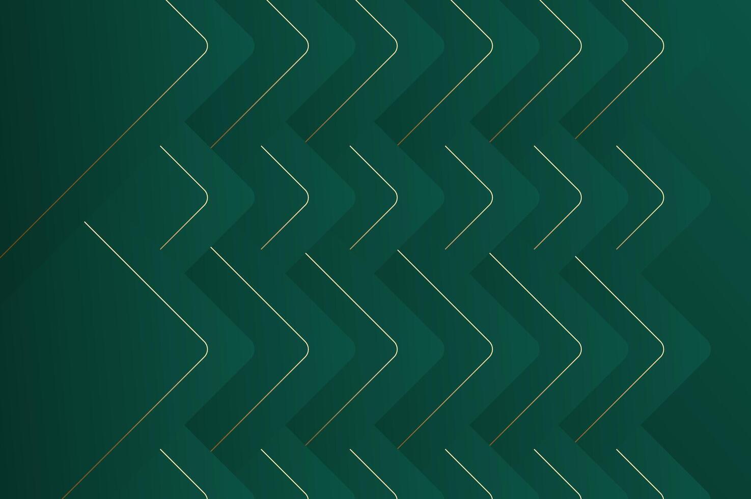 luxury Green Rounded triangle shape seamless pattern with gold line. Abstract geometry pattern with modern and elegant concept. vector