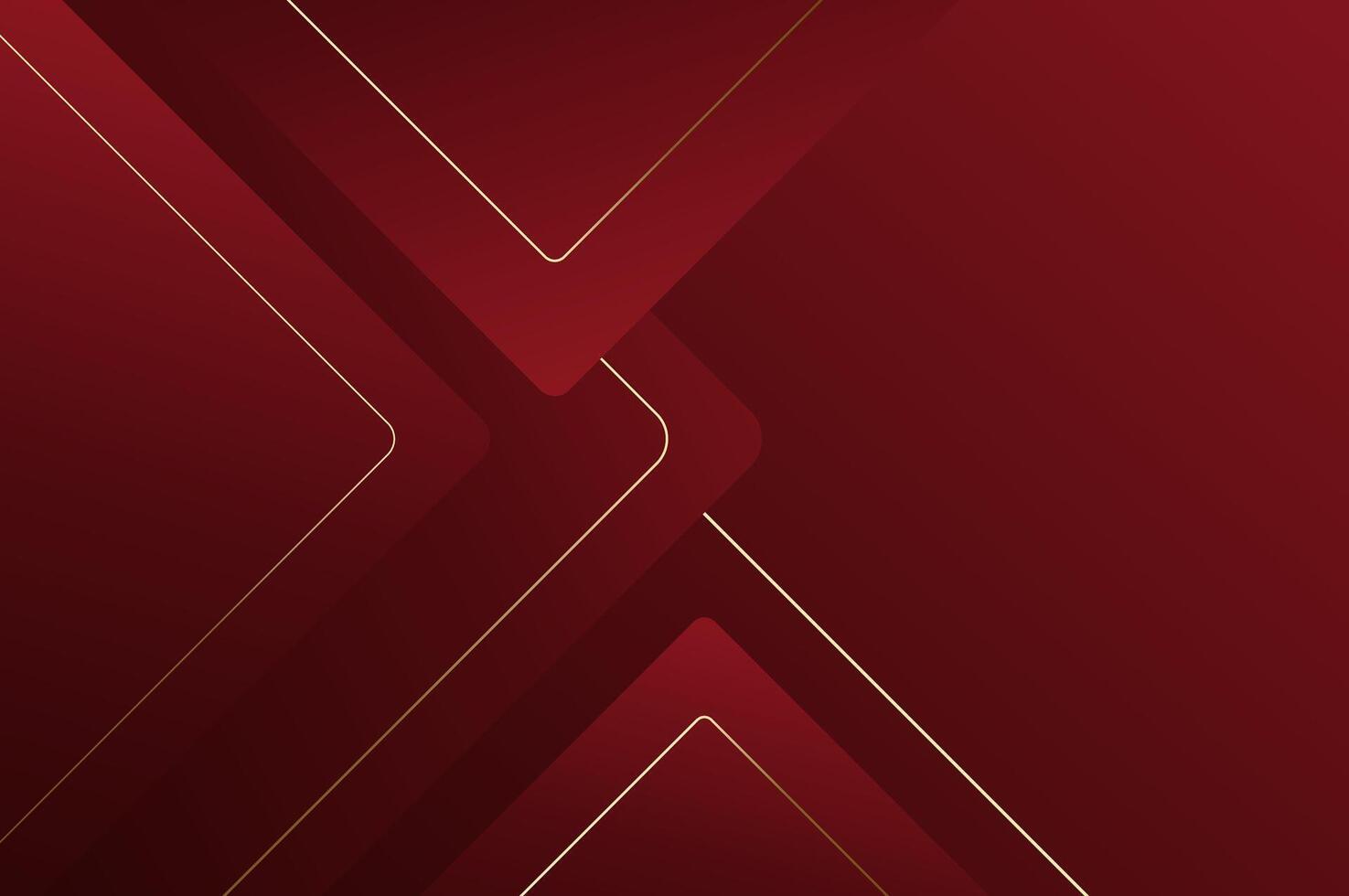 luxury Red Rose Rounded rectangle shape background with gold line. Abstract geometry background with modern and elegant concept. vector