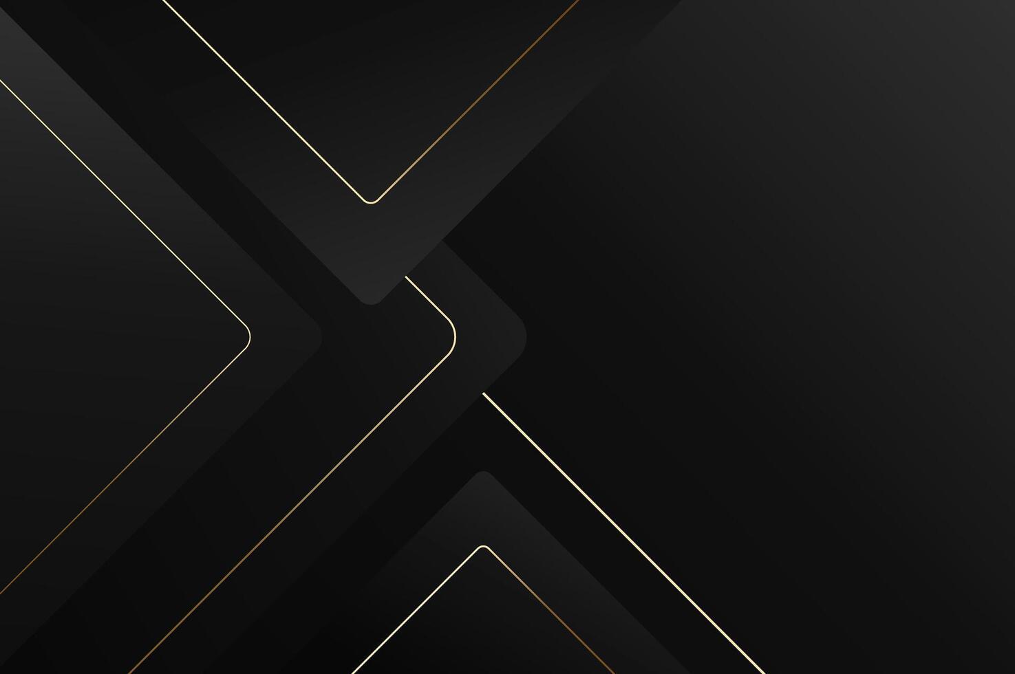 luxury Black Rounded rectangle shape background with gold line. Abstract geometry background with modern and elegant concept. vector
