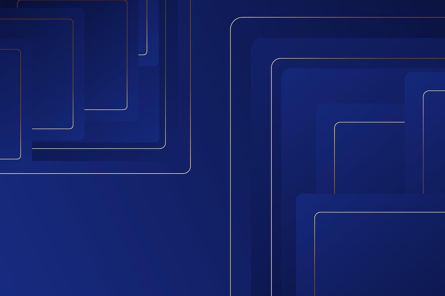 Abstract luxury Blue Rounded rectangle shape background with gold line. geometry background with modern and elegant concept. vector