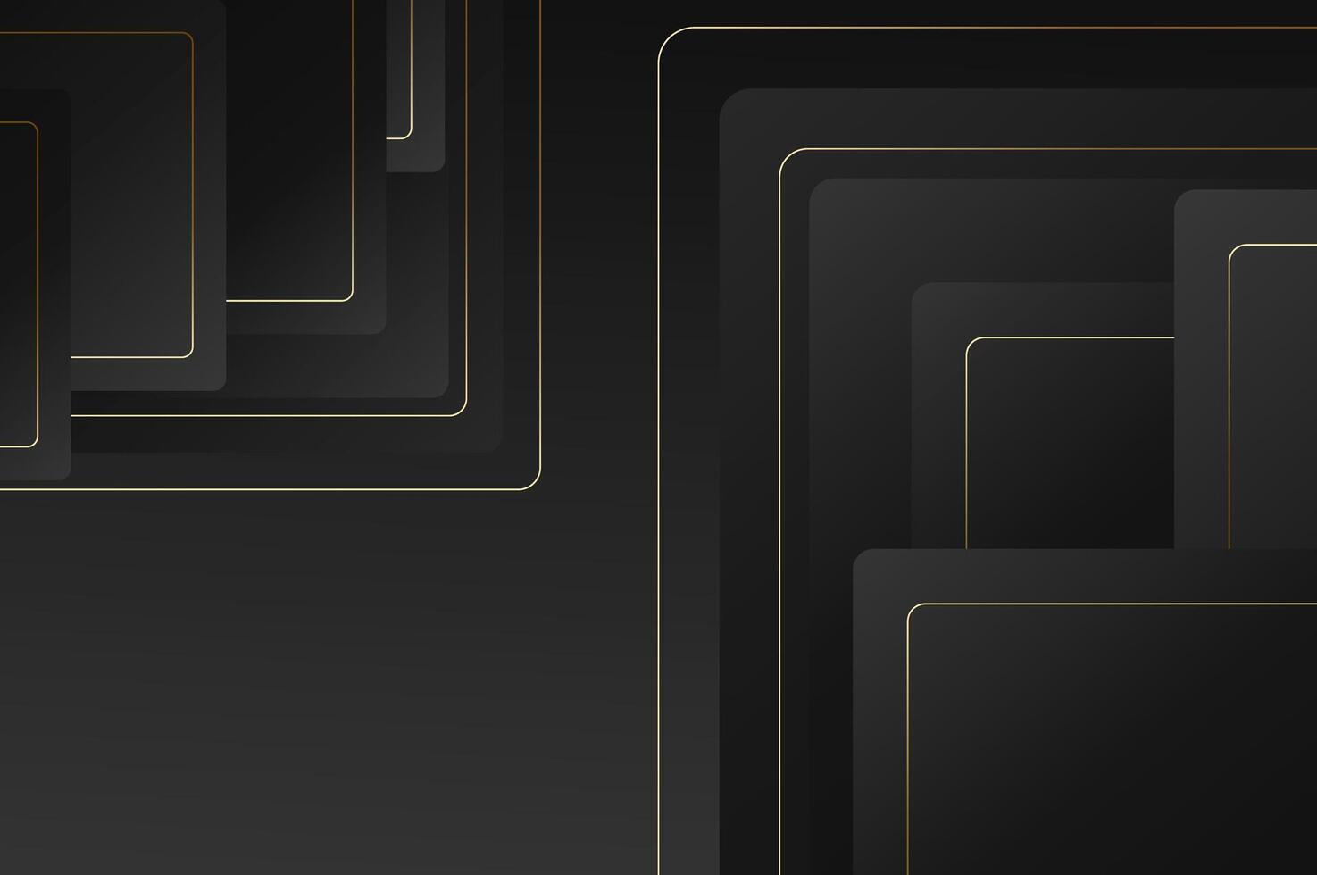 Abstract luxury Black Rounded rectangle shape background with gold line. geometry background with modern and elegant concept. vector