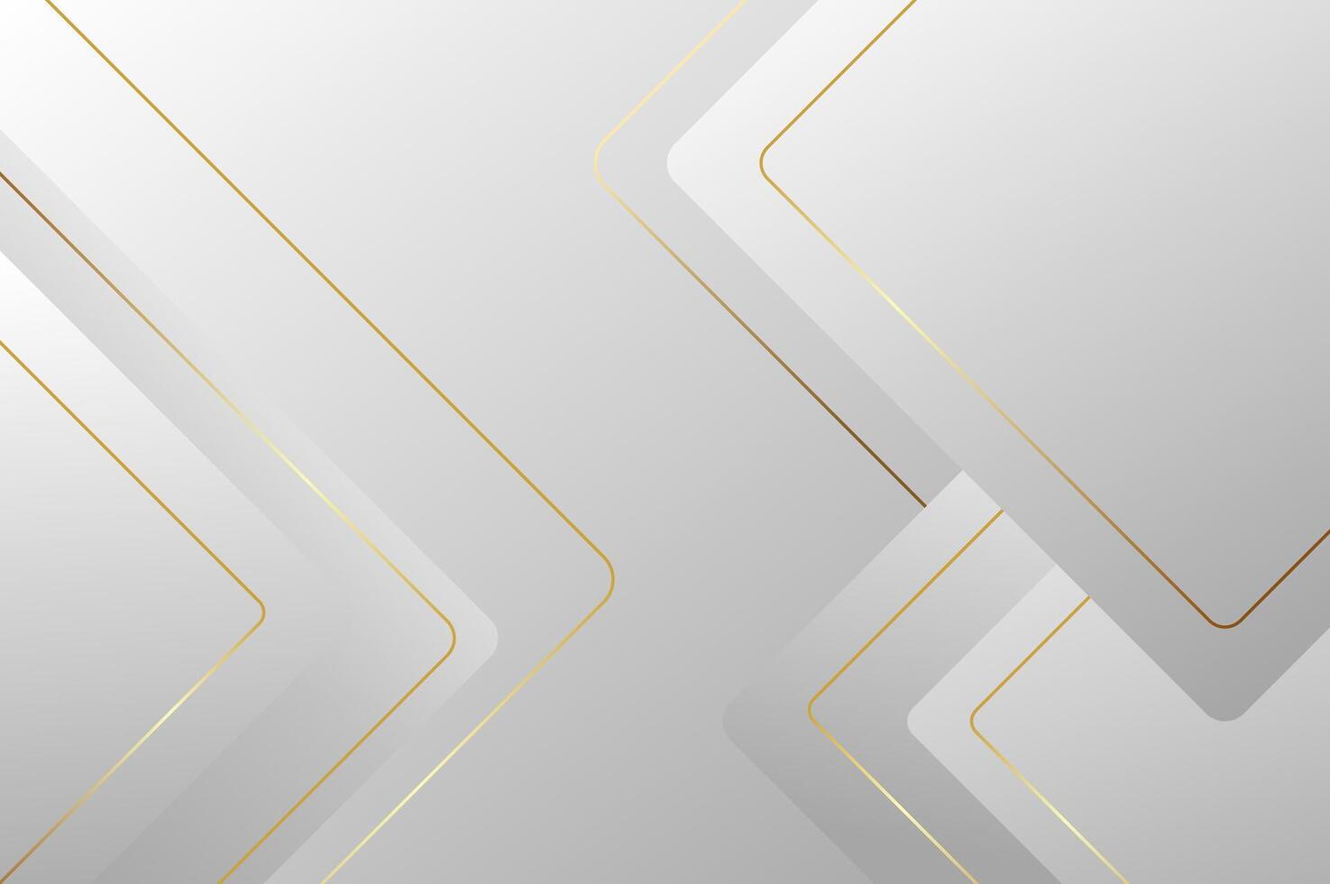 Abstract geometry background with modern and elegant concept. luxury White Grey Rounded rectangle shape background with gold line. vector